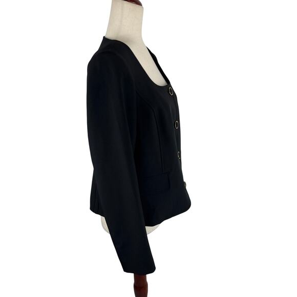 NIPON‎ BOUTIQUE SQUARE NECK BUTTON FRONT BLAZER IN BLACK NWT WOMEN'S SIZE 8 - Picture 5 of 12